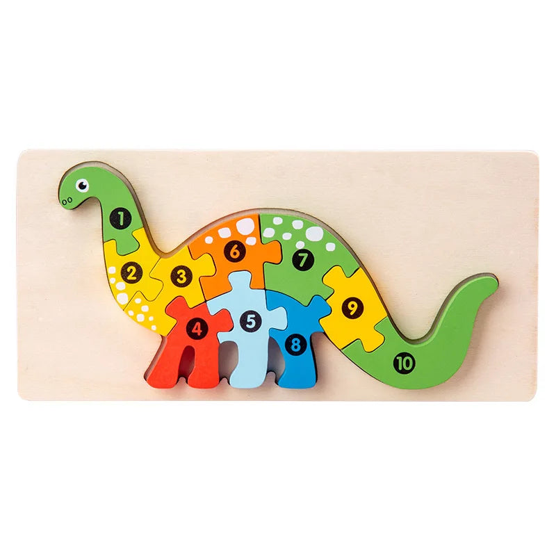 3D Stereoscopic Wooden Puzzle Cartoon Dinosaur