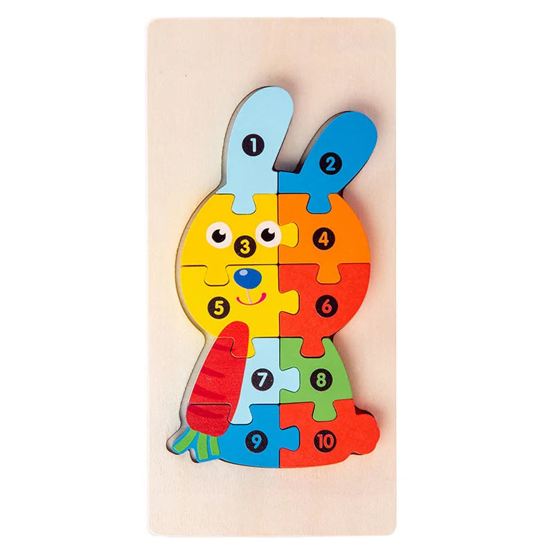 3D Stereoscopic Wooden Puzzle Cartoon Dinosaur