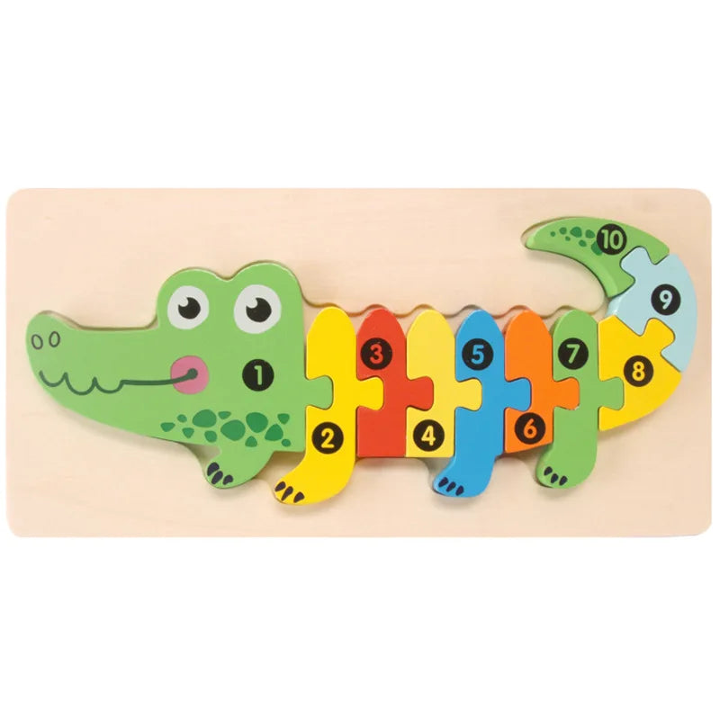 3D Stereoscopic Wooden Puzzle Cartoon Dinosaur