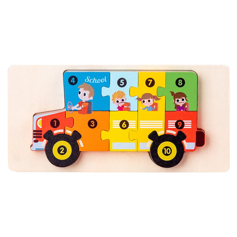 3D Stereoscopic Wooden Puzzle Cartoon Dinosaur