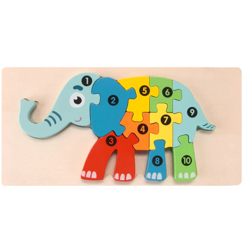 3D Stereoscopic Wooden Puzzle Cartoon Dinosaur