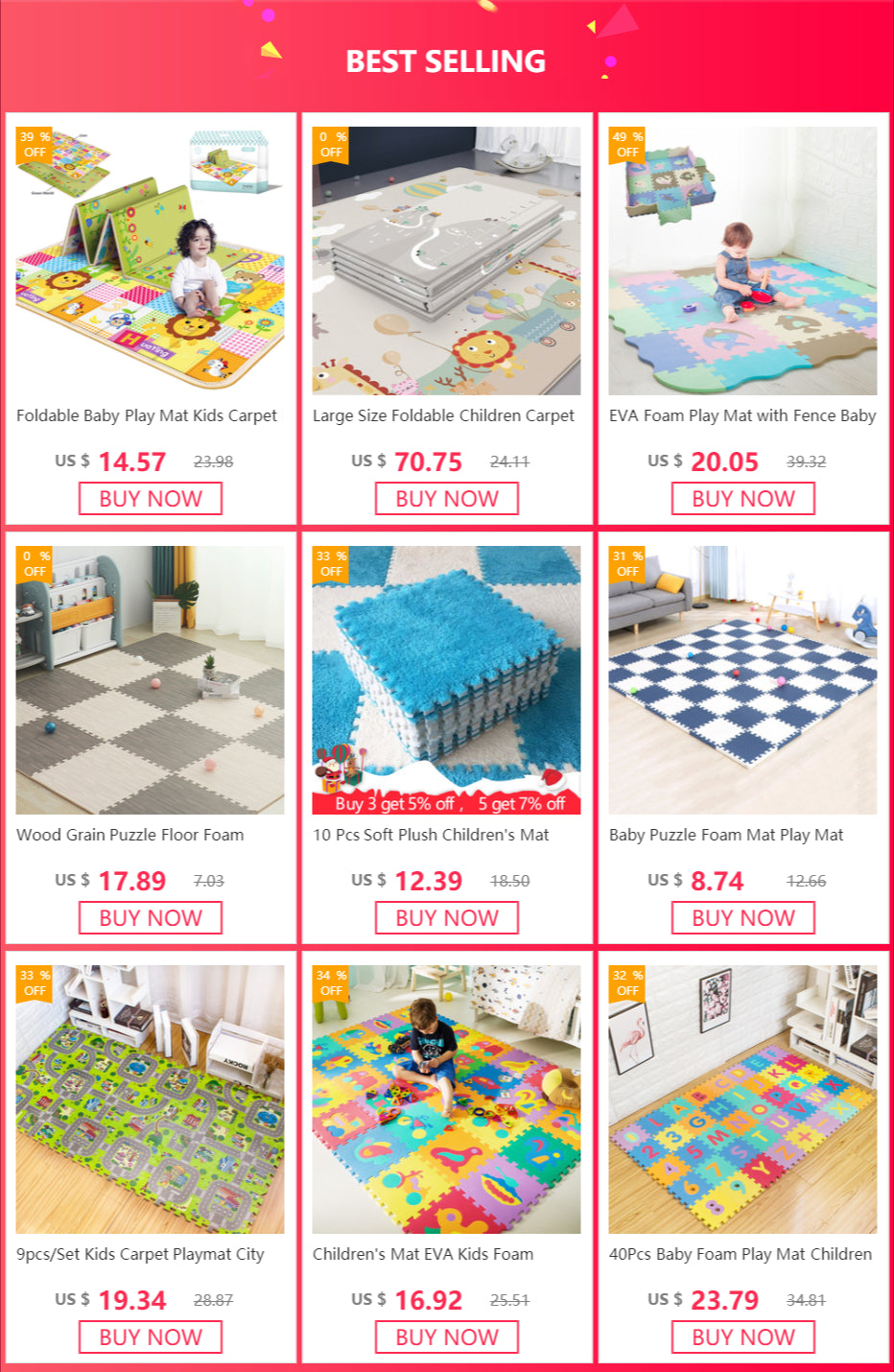 100*180cm Baby foldable play mat