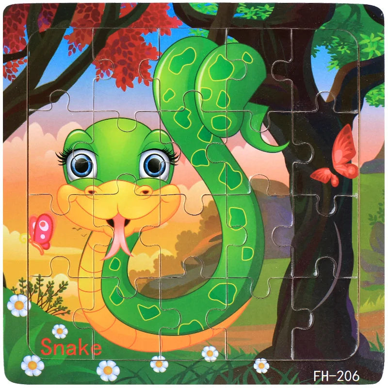 20 Piece wooden 3D puzzle cartoon animal