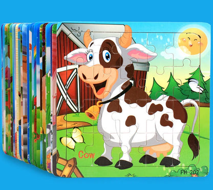 20 Piece wooden 3D puzzle cartoon animal