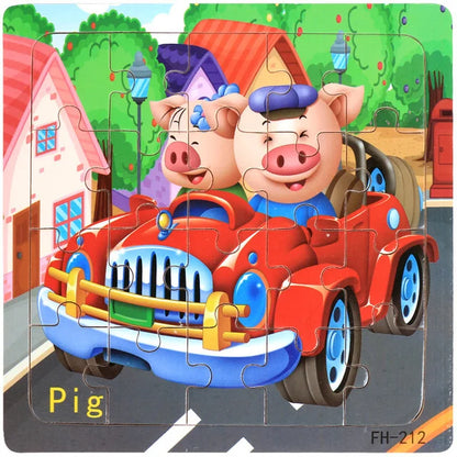 20 Piece wooden 3D puzzle cartoon animal