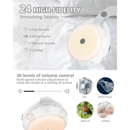 Portable White Noise Machine Baby Rechargeable Warm Light
