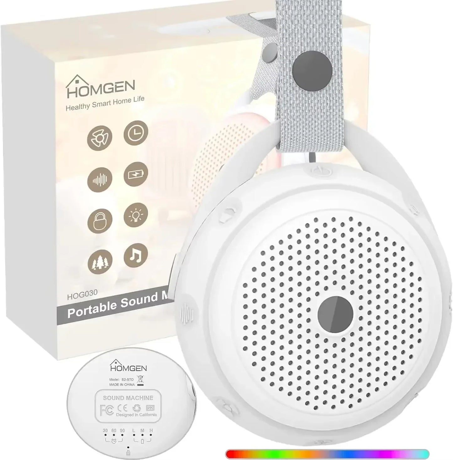Portable White Noise Machine Baby Rechargeable Warm Light