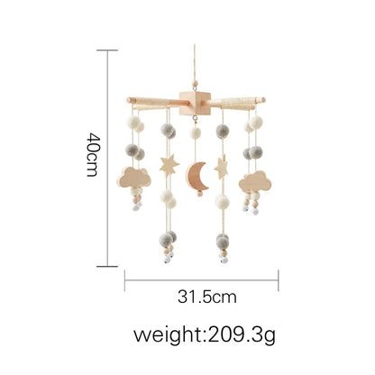 Baby Crib Mobile Wooden Bed Bell Rattle Toy Soft Felt Hot Air Balloon Wind Chime Pendant Newborn Comfort Bed Bell Toys Baby Gift