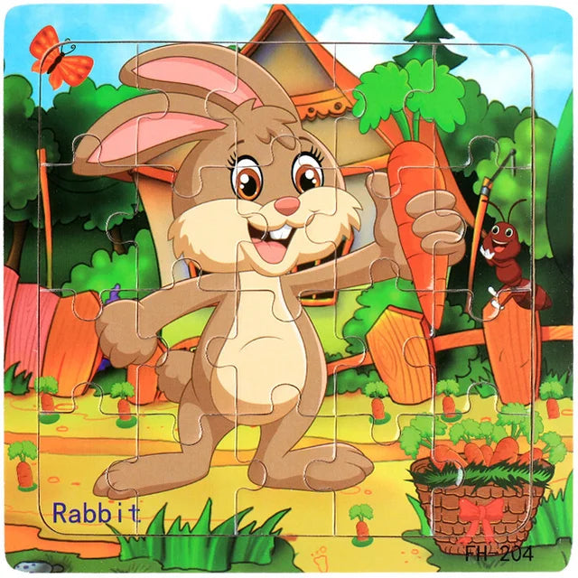 20 Piece wooden 3D puzzle cartoon animal
