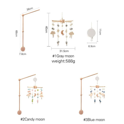 Baby Crib Mobile Wooden Bed Bell Rattle Toy Soft Felt Hot Air Balloon Wind Chime Pendant Newborn Comfort Bed Bell Toys Baby Gift