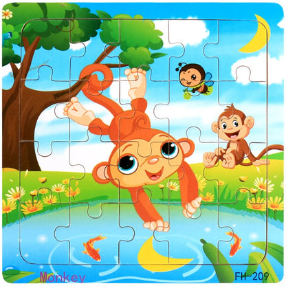20 Piece wooden 3D puzzle cartoon animal