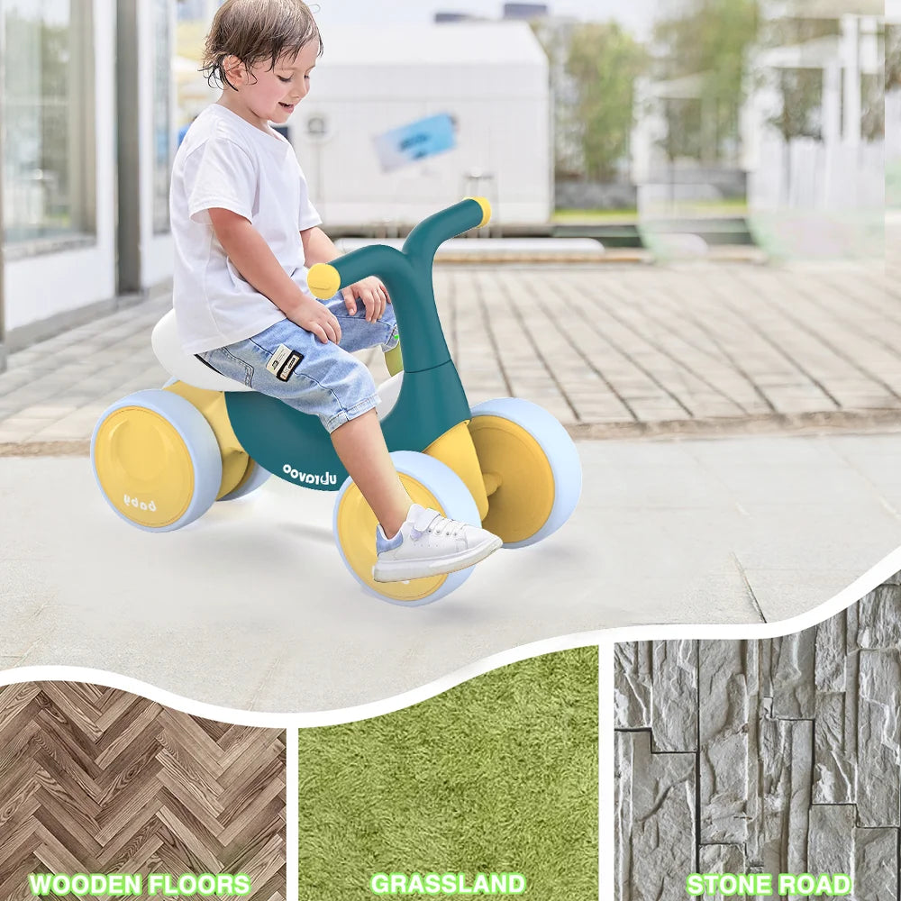 UBRAVOO Baby Balance Bike Toys 10-36 Month with 4 Wheels, No Pedal