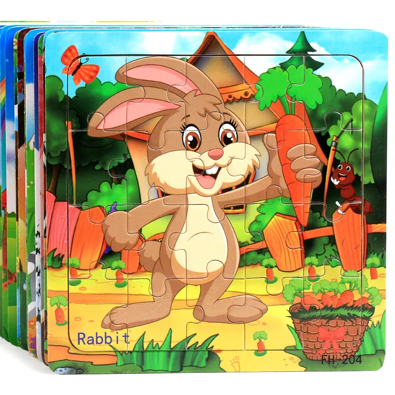20 Piece wooden 3D puzzle cartoon animal