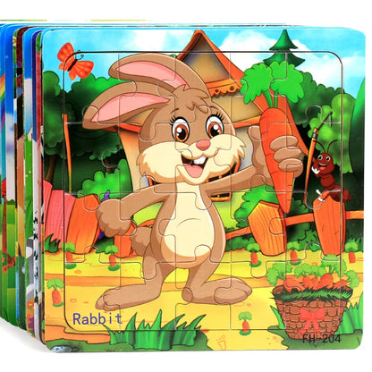 20 Piece wooden 3D puzzle cartoon animal