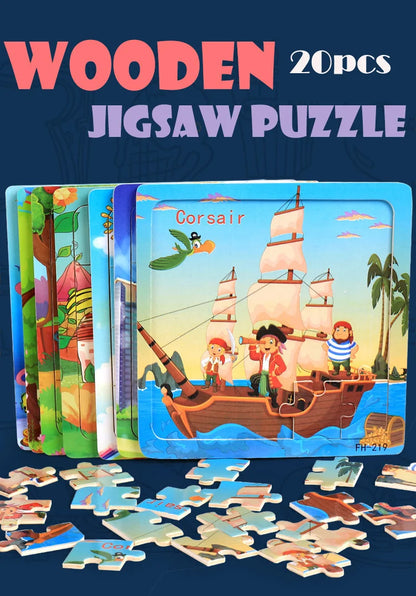 20 Piece wooden 3D puzzle cartoon animal