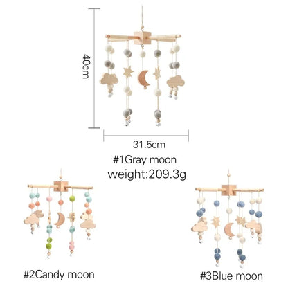 Baby Crib Mobile Wooden Bed Bell Rattle Toy Soft Felt Hot Air Balloon Wind Chime Pendant Newborn Comfort Bed Bell Toys Baby Gift