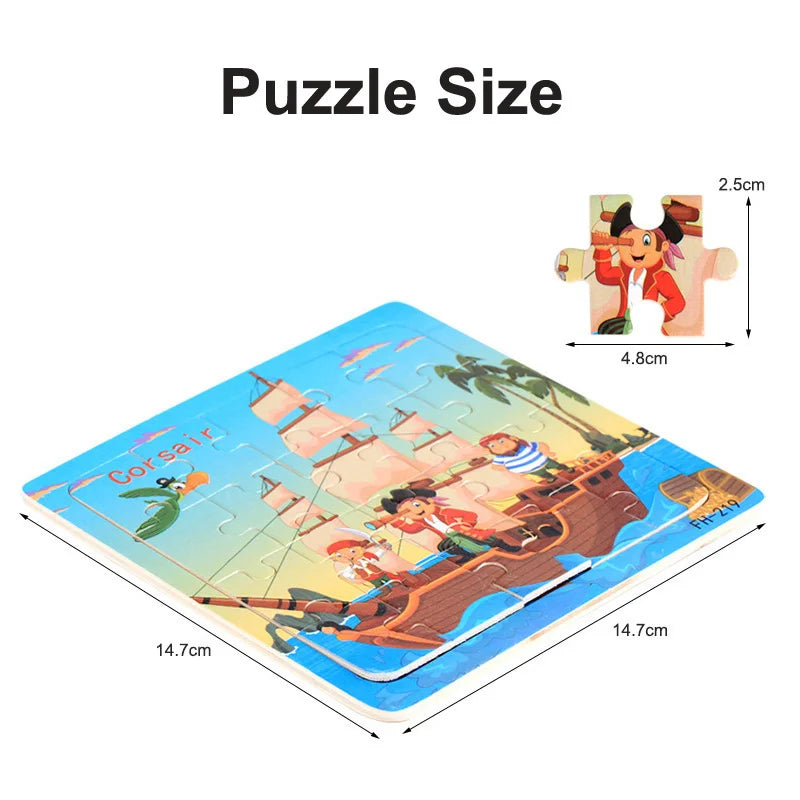 20 Piece wooden 3D puzzle cartoon animal