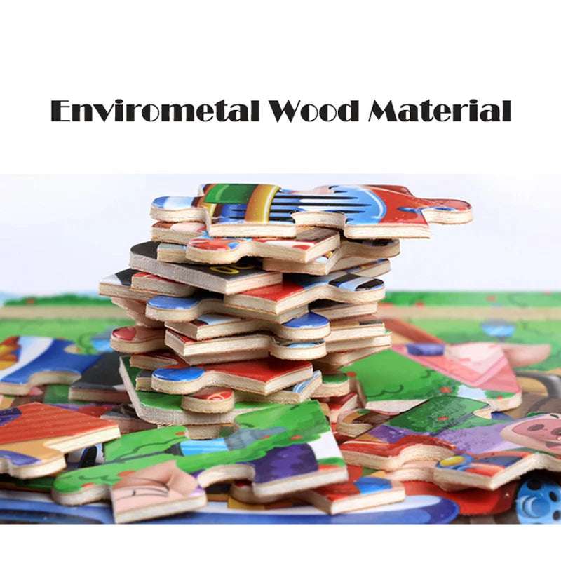 20 Piece wooden 3D puzzle cartoon animal