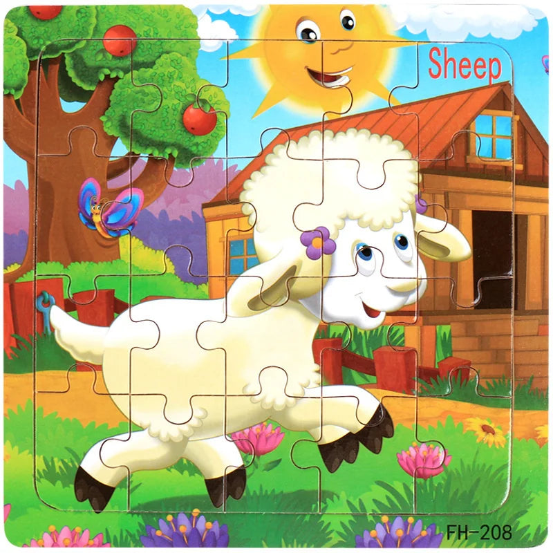 20 Piece wooden 3D puzzle cartoon animal