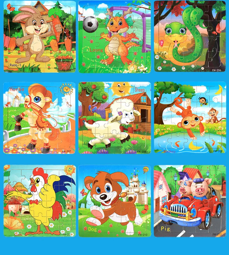 20 Piece wooden 3D puzzle cartoon animal