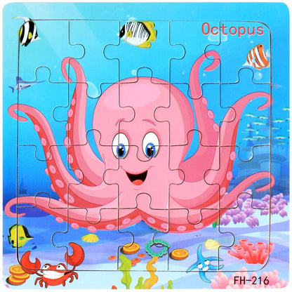 20 Piece wooden 3D puzzle cartoon animal