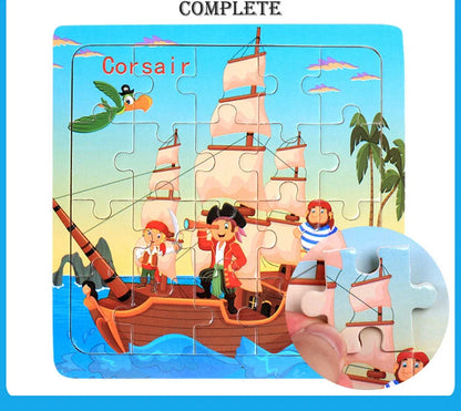 20 Piece wooden 3D puzzle cartoon animal