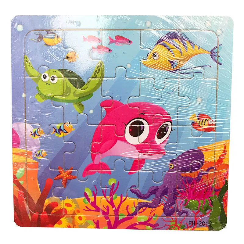 20 Piece wooden 3D puzzle cartoon animal